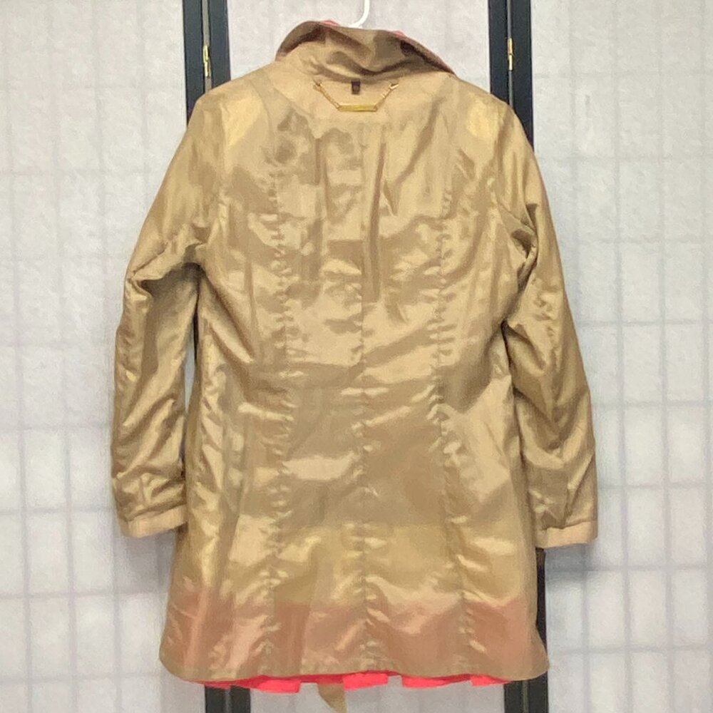 Vintage Iman Platinum Pleated Trench Coat Beige Pink White Classic L Rain Jacket - Picture 6 of 13